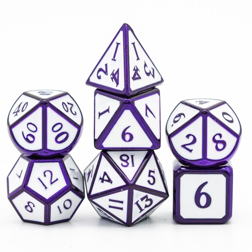 Cusdie Metal Glitter Dices DND 7Pcs Frame Solid D&D Dice D4-D20 Polyhedral Dice Set for Role Playing Game Pathfinder TRPG
