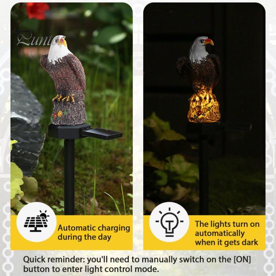 Solar Powered Pathway Lighting Eagle Garden Light, Outdoor Waterproof LED Light with Weather Resistant Decor Stake, Bald for Courtyard Lawn