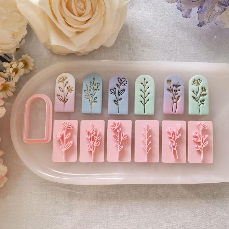 7pcs Soft Pottery Earrings Mold Set High-precision Leaf Cutting Mold Manual Diy for Soft Pottery Earrings Making