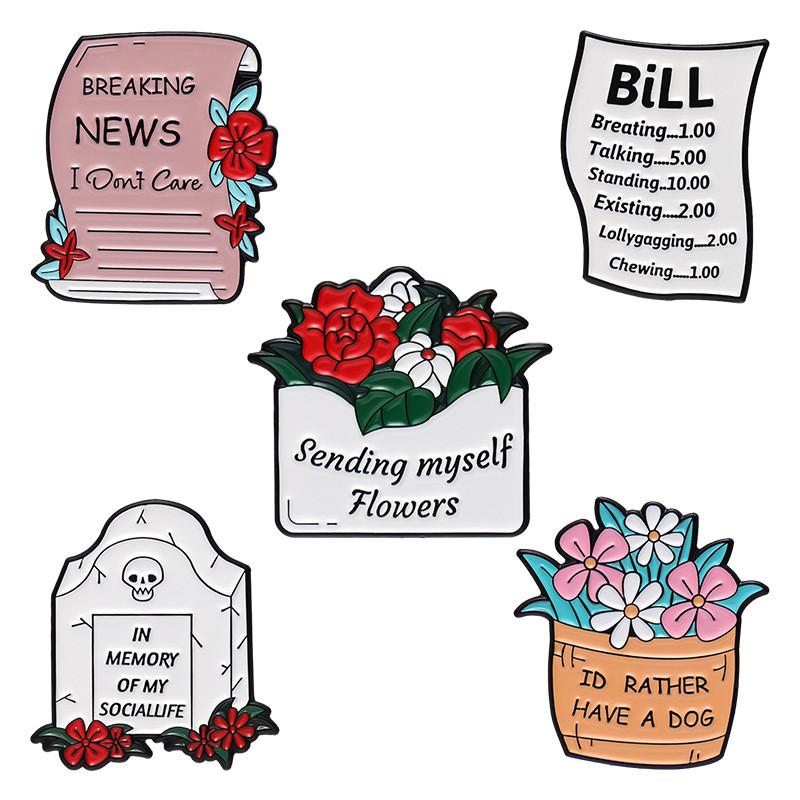 Alloy Fashionable Unique Brooch With Colorful Flower And Letter Accents For Genders All