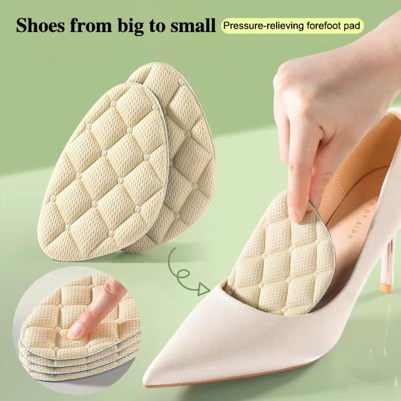 1Pair Women Forefoot Pad Pain Relief Insert Half Size Insoles Non-Slip Cushion Shoe Breathable Sweat Absorbing Foot Pads