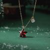 Czerwony Cyrkon Gwiazda Koreański Srebro Próby S925 Naszyjnik - Luksusowy Świąteczny Łańcuszek na Obojczyk dla Kobiet