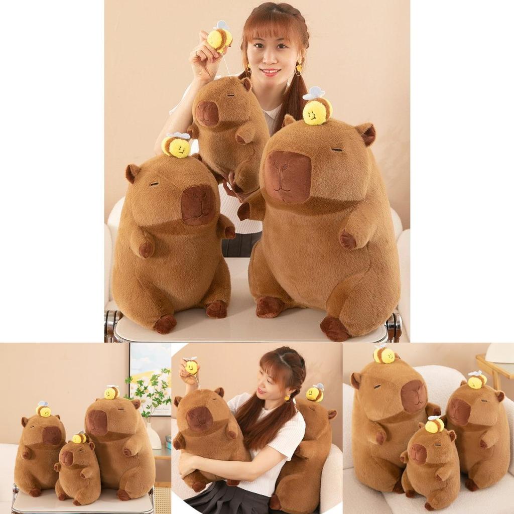 Adorable Stretchable Capybara Plush Toy With Cute Bee Design Perfect For Kids Gift