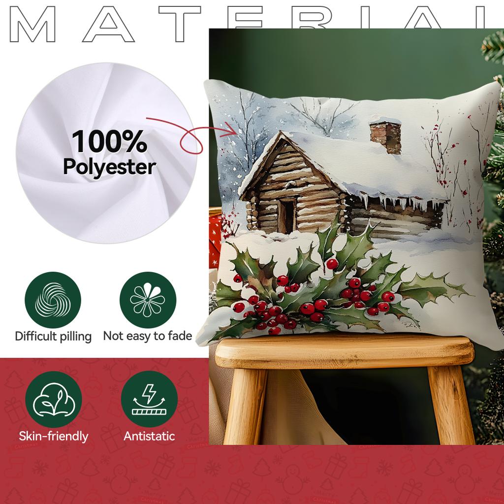Vintage Christmas Decoration Pillowcase Bedroom Sofa Cushion Cover 100% Polyester Living Room Cushion Pillowcase Home Decor