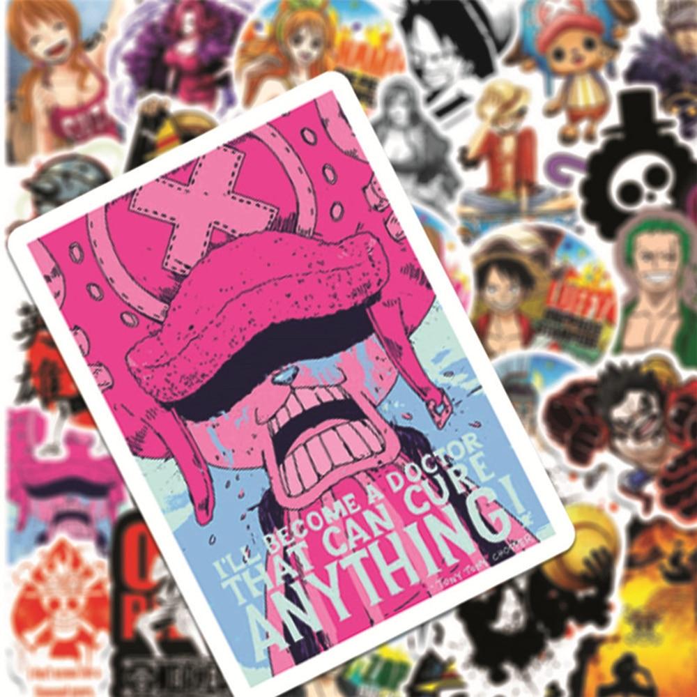 50PCS/set One Piece Anime Stickers DIY Phone Snowboard Laptop Luggage Fridge Guitar Graffiti Cartoon Sticker Decal for Kid