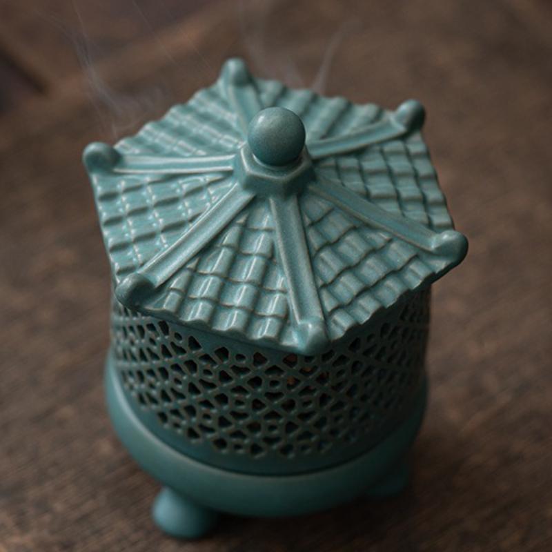 Gutta Disc Incense Burner Chinese Zen Vintage Three-legged Incense Burner Ceramic Tea Ceremony Zen Ornaments Home Decoration