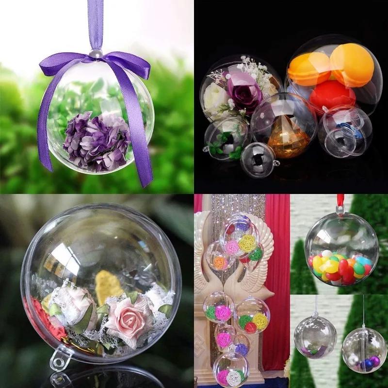 10/8/6/5cm Transparent Christmas Balls for Xmas Tree Hanging Pendants Hollow Ball Ornaments Wedding New Year Party Home Decor