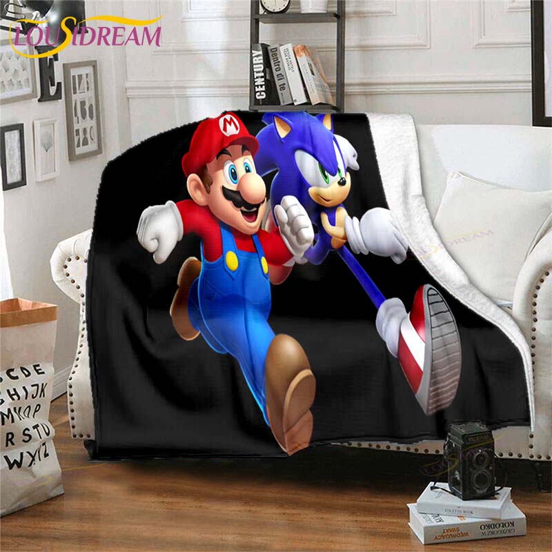 Mario Bros Blanket High Quality Flannel Warm Soft Plush on The Sofa Bed Blanket Suitable for Air Conditioning Blanket
