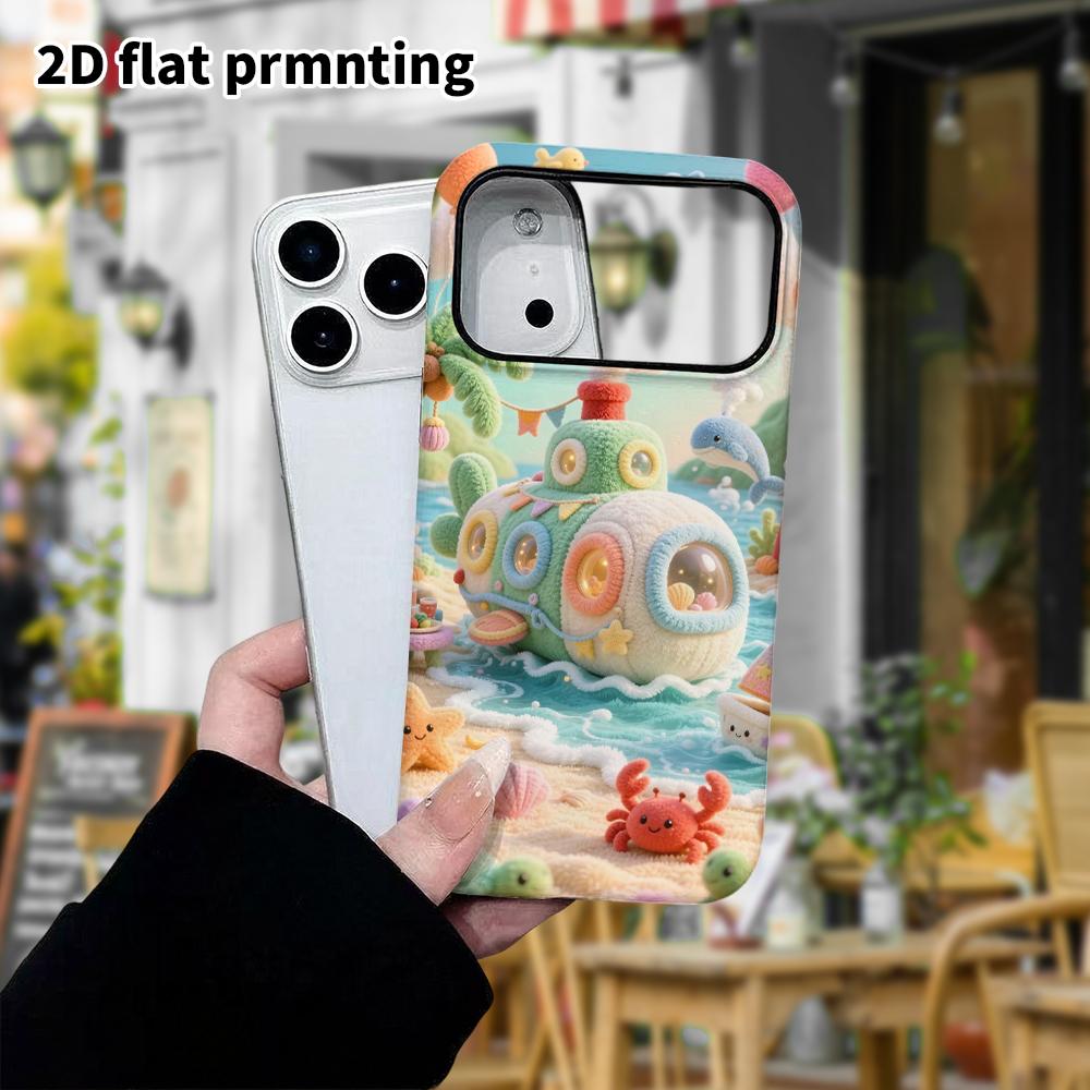 Phone Case: 2D Flat, Suitable for iPhone 18 17 16 15 14 13 12Pro Protective Case, Plush Submarine, Perfect Christmas and Halloween Holiday Gift