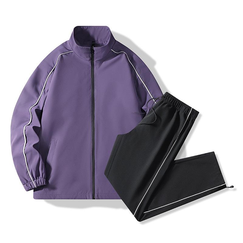 Men's and Women's Same Spring and Autumn Trousers Sports Stand-up Collar Jacket Casual Suit Clothes