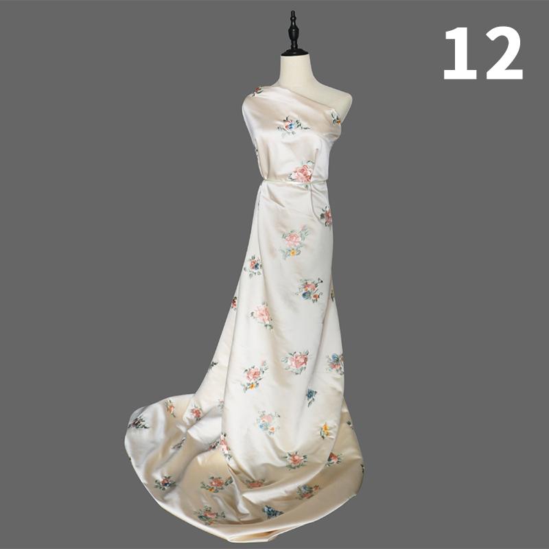 Chinese Style Peony Flower Butterfly Embroidered Fabric High-grade Soft Satin Fabric For Diy Sewing Dress Cheongsam Hanfu Cloth