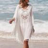 Cross-border Holiday Crochet Patchwork Tassel Beach Skirt and Sun Protection Cardigan Cover-up