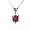 Fashion Gothic Red Rose Cameo Sliver Color Oval-shaped Thorny Frame Pendant Necklace for Women Halloween Retro Charm Jewelry
