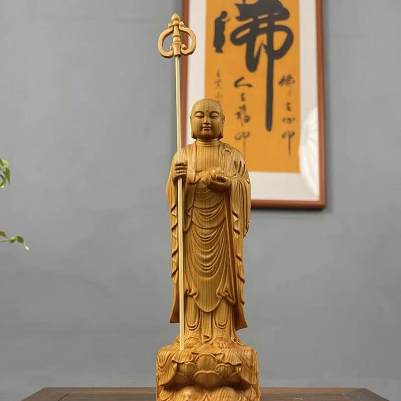 Natural wood Shakyamuni Buddha Statue Solid wood carving High-quality home, room and office products Wealth Luck Feng Shui Decor