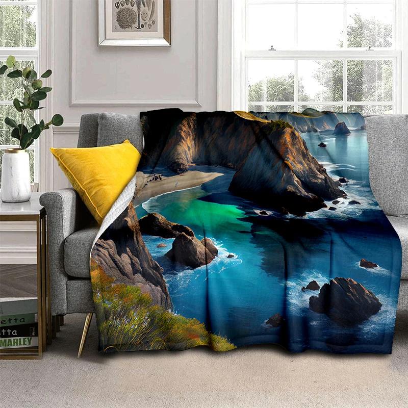 29 Style New Sea Water Beach Reef Nature Scenery 3D Blanket,Soft Throw Blanket for Home Bedroom Bed Sofa Travel Picnic Cover Kid