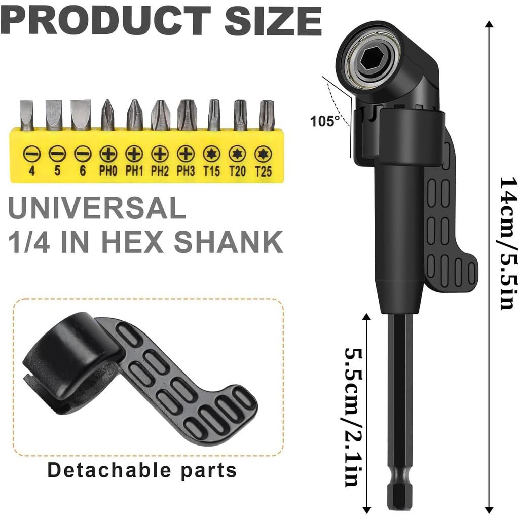17pcs Flexible Drill Bit Extension, 105 Degree Screwdriver Corner Turning Device