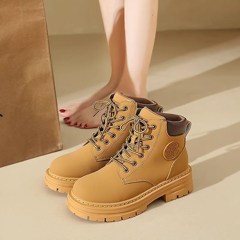Mall Martin Boots neue Frühjahrs- und Herbst-britische Retro-Rhabarberstiefel Plateau-Kurzstiefel