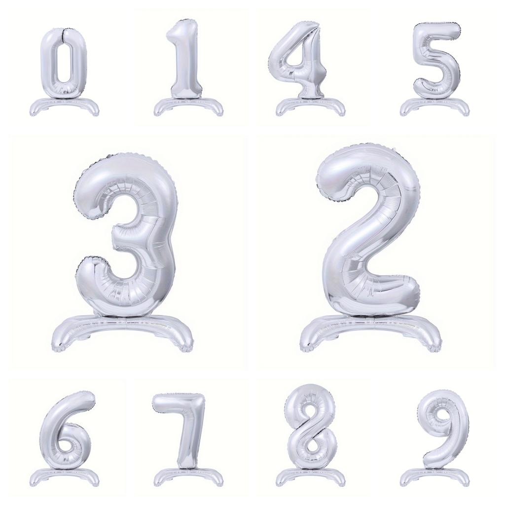1pcs 32inch Rose Gold Silver Standing 0-9 Number Foil Balloon Birthday Party Decoration Balloons