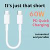 PD 60W USB C To Type-C Double Fast Charging Data Cable Short 0.25/0.5m For Iphone  Samsung Xiaomi Macbook iPad Data Line