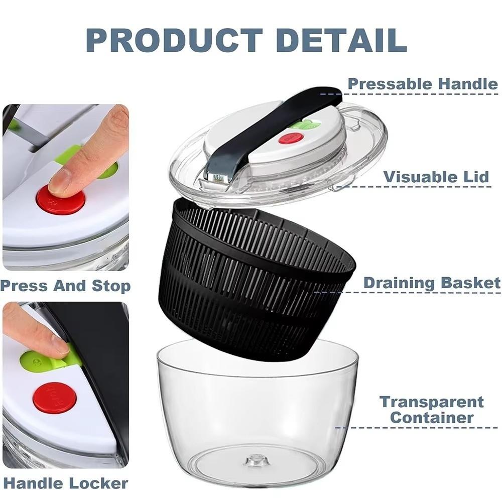 Press-type Vegetable Salad Spinner Quick Spin Salad Dryer Mixer Fruits Drain Basket  Fruit Washing