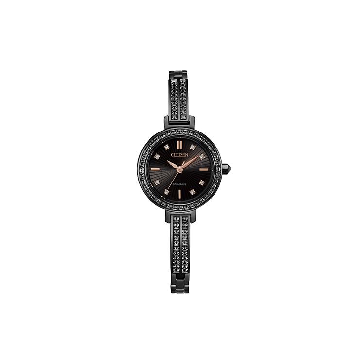 CITIZEN Light Powered Quartz Movement Stainless Steel Strap Watch Women s Watch Black Dial EM0865-58E