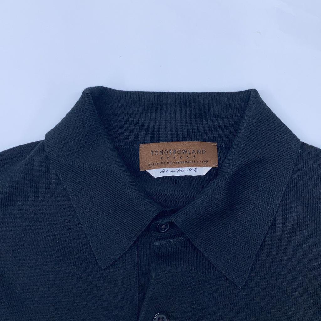 TOMORROWLAND 61-02-12-02002 Black Silk Cotton Knit Polo Shirt SESIA tops M blackUsed