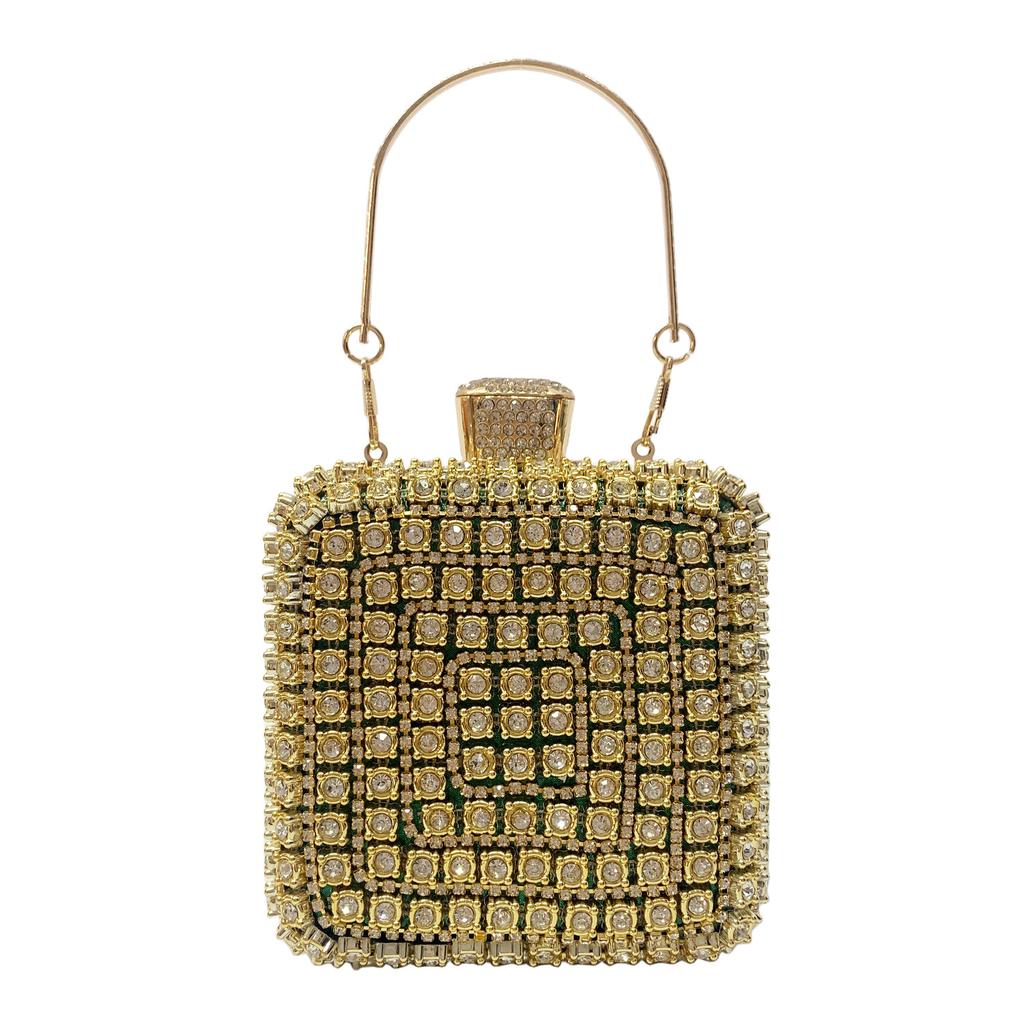 New Woman Bling Gems Evening Clutch Bags Lady Gold/Purple/Blue Diamonds Party Handbag Wedding Bag Bridal Handbags Crystals Purse