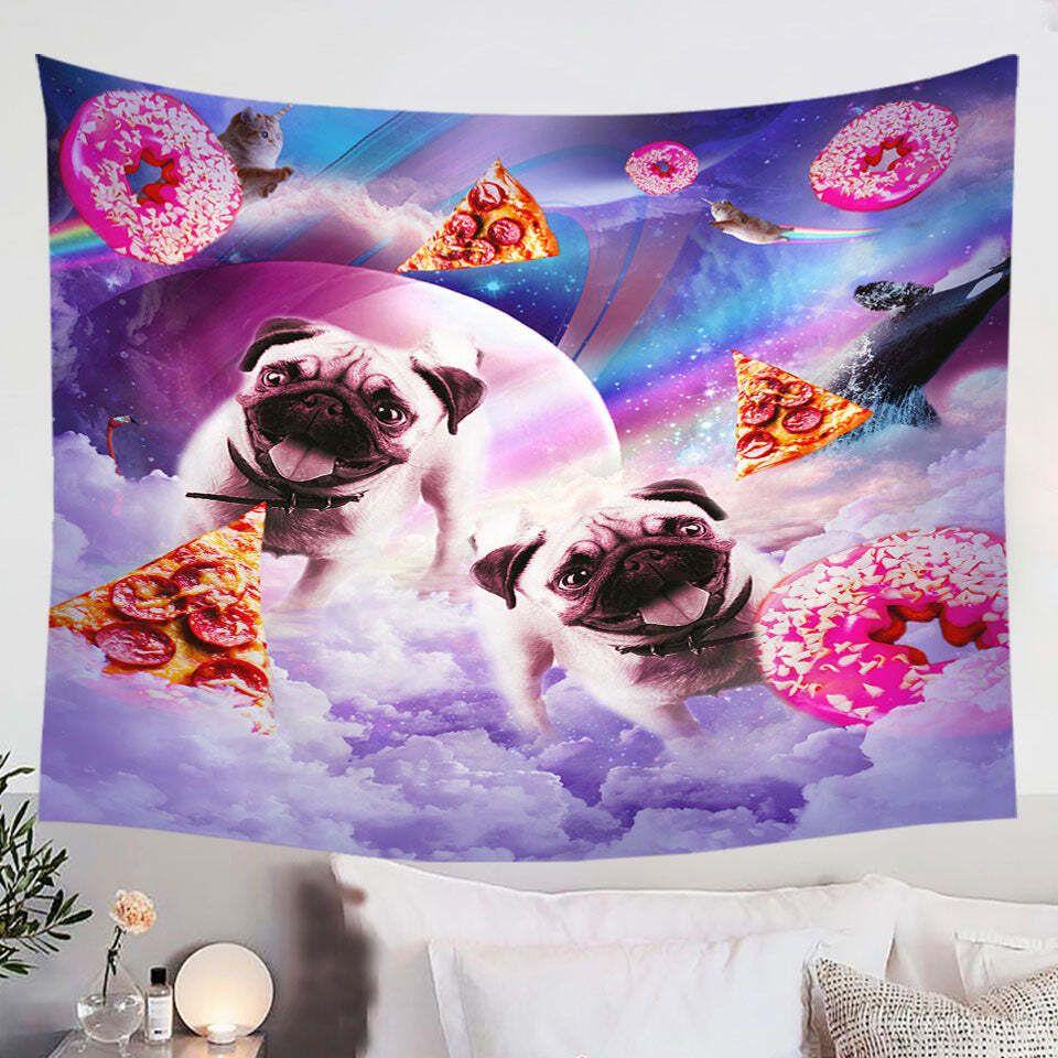 Tapestry of cute pugs and dogs 75x100