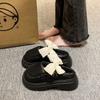 Thick-soled Women's Thermal Cotton Slippers Bow Mary Jane 2025 Autumn and Winter New Outer Bag Shoes