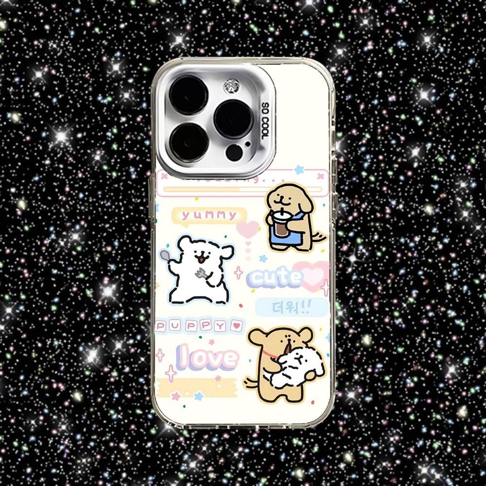 Line Puppy Cute Maltese Phone Case For iPhone 16,15,14,13,12,11,Pro,XS,Max,Plus,Mini,SE White Candy Matte Shockproof Cover
