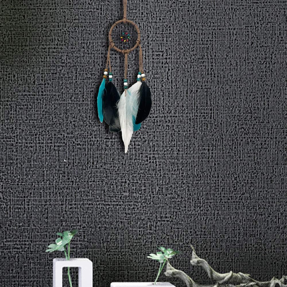 Dream Catcher for Car Rearview Mirror Hanging Decor Handmade Indian Wooden Beads Nature Feather Small Car Charms Pendant Accessories