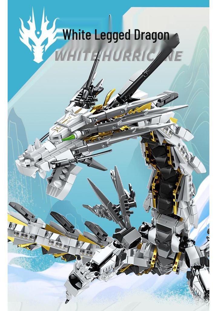 KaiZhi White Hurricane Dragon Space-Air Beast Building Blocks: Chinese Style Educational Toy Gift for Boys