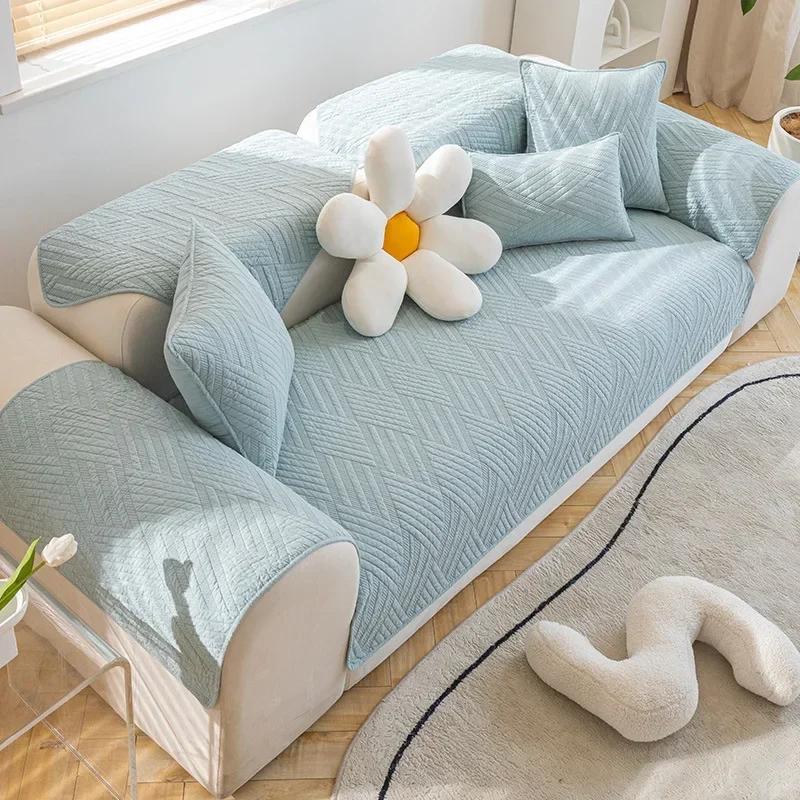 Luxury Sofa Cushion Cover Non-Slip Jacquard Cotton Sofa Mat Towel Nordic Couch Slipcover Home Living Room Furniture Protector