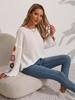 Women's One-Shoulder Loose Pullover Sweater - Mixed Colors Crochet Design for Fall/Winter