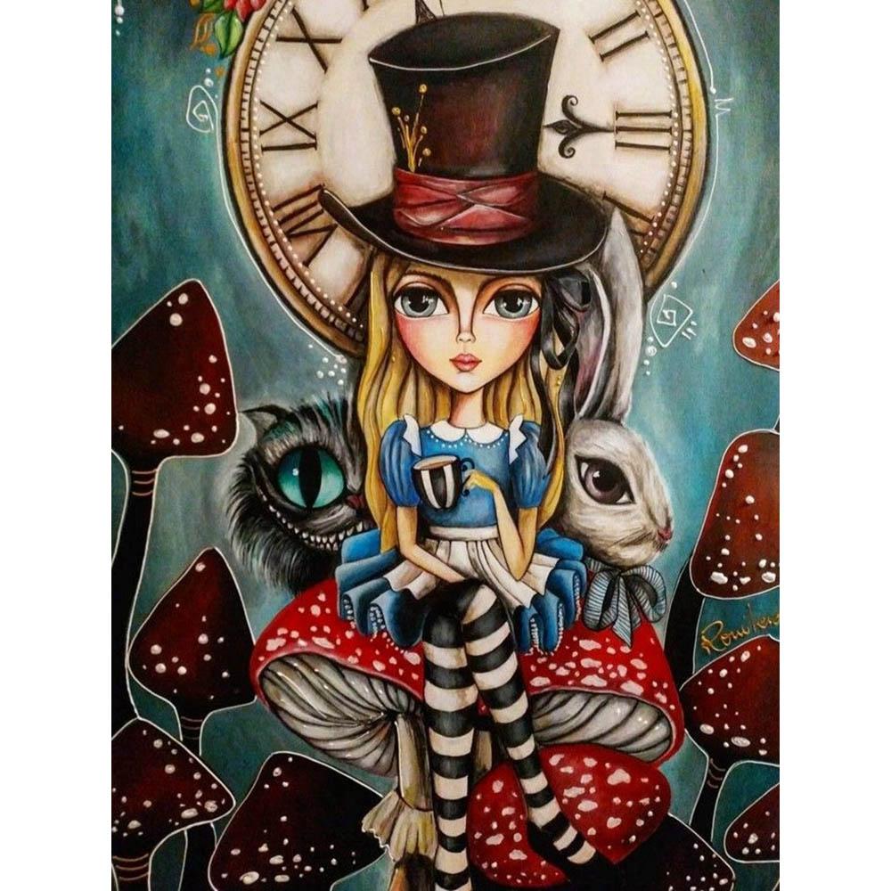 Alice In Wonderland 5D DIY Diamond Painting Mosaic Disney Cartoon Art Cross Stitch Embroidery Rhinestones Home Decor Kids Gift
