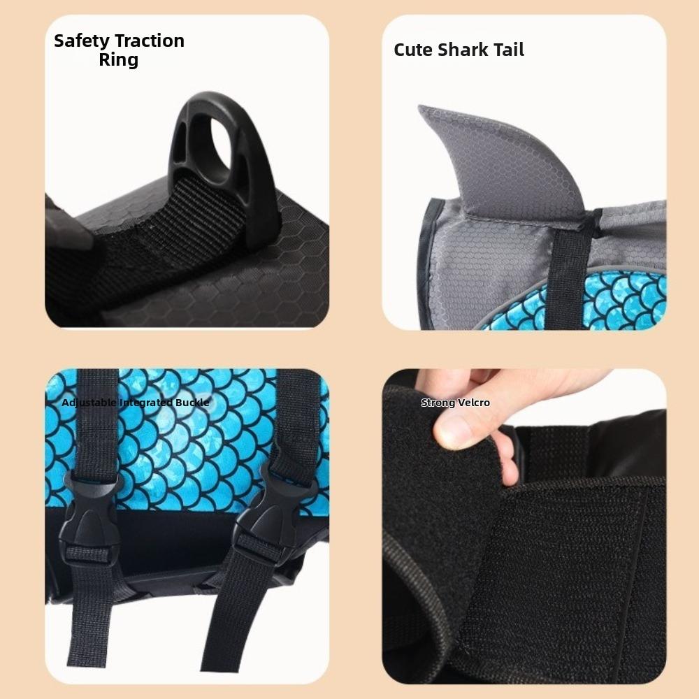 Strong Buoyancy Dog Life Jacket Shark Fin Style Quick Drying Puppy Safety Vests Shiny Scales Adjustable Pet Life Vest Pet Safety