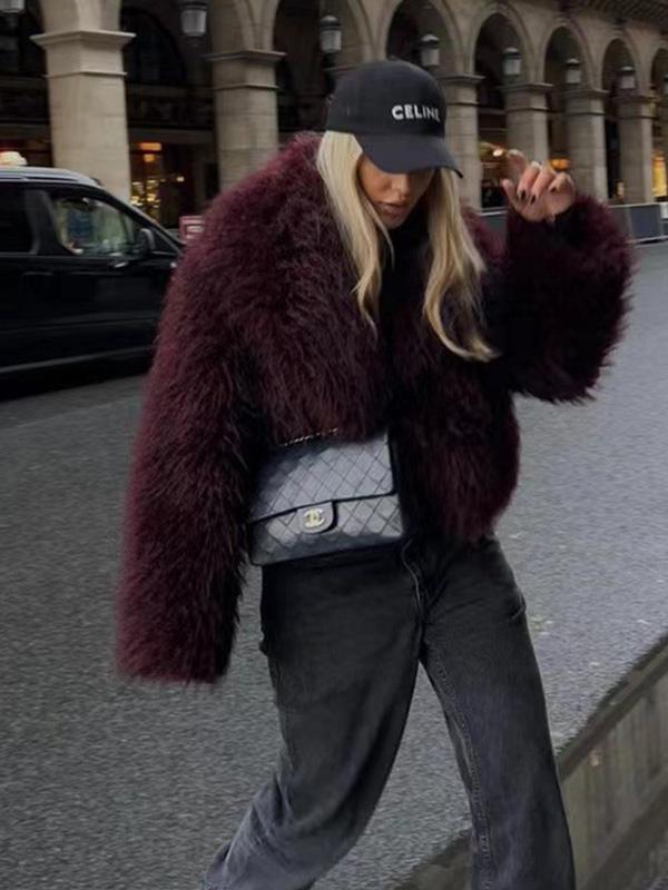 Medium-weight Fall/Winter Women's Coat Eco-friendly Faux Fur Short Coat