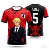 Kinder Einteiler Luffy ACE Name Japan Anime Fußballtrikot Jungen Mädchen Schnelltrocknend Atmungsaktiv Kurzarm Sport Streetwear Oberteile