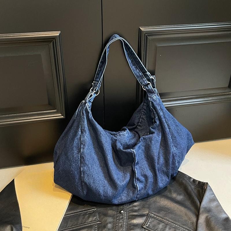 Solid Color Zipper Crossbody Denim High Quality Sweet Bags for Women Commuting High Capacity Women's Shoulder Bags
