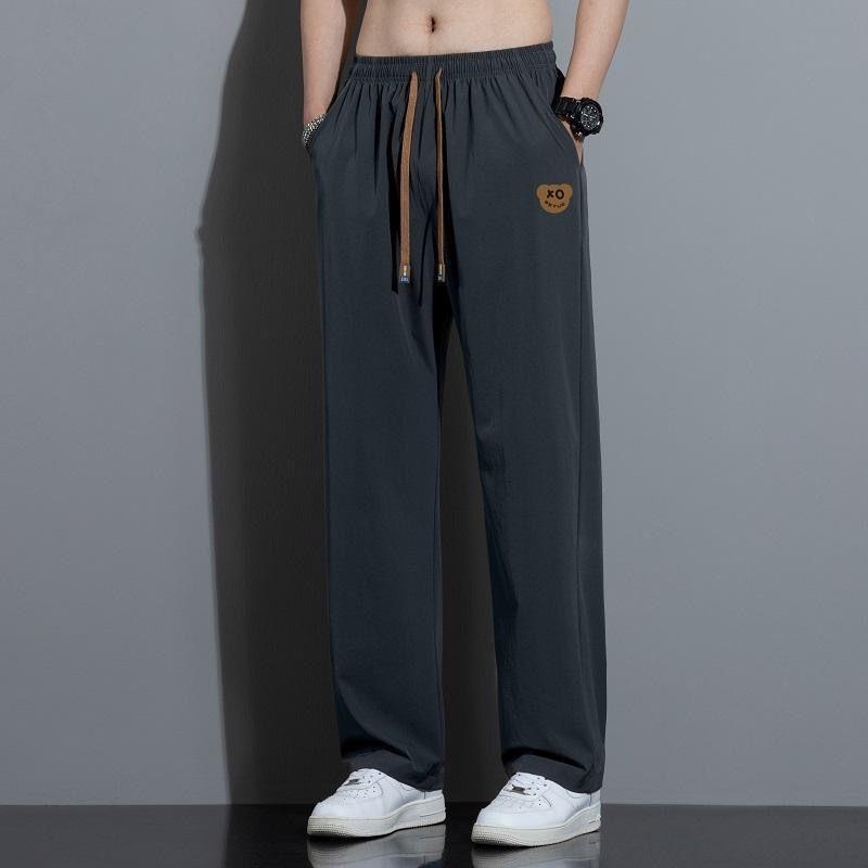 Pantaloni Estivi da Uomo Gamba Dritta in Seta di Ghiaccio con Tessuto Quickdry per Abbigliamento Casual