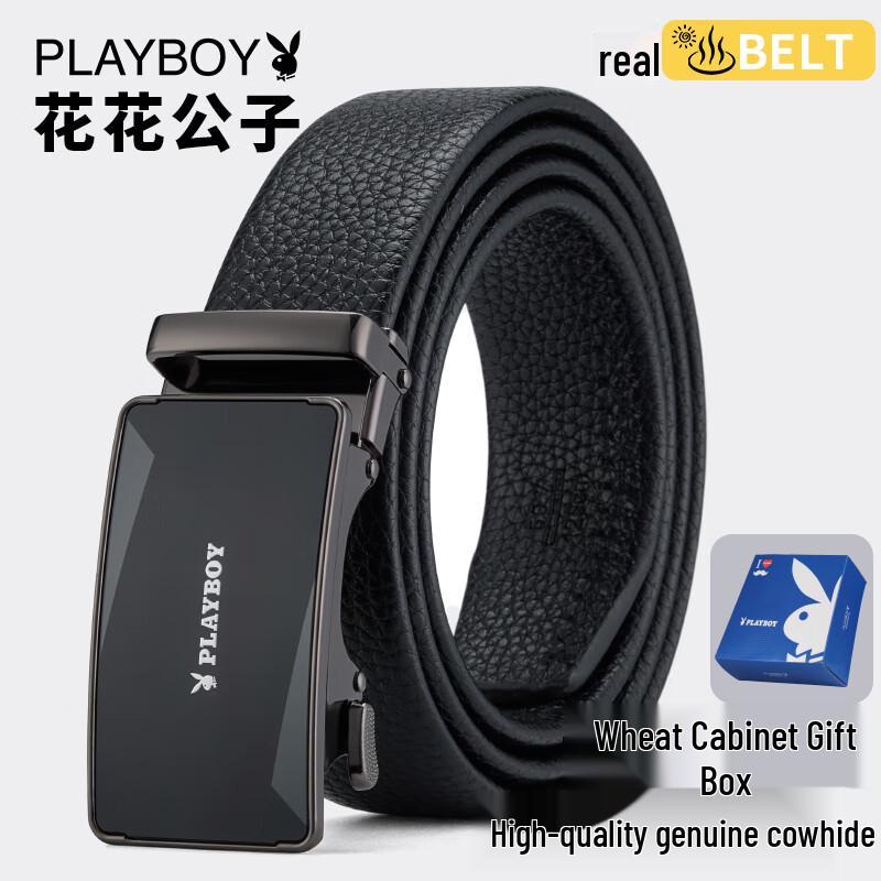 PLAYBOY Men s Genuine Leather Automatic Buckle Belt 120cm