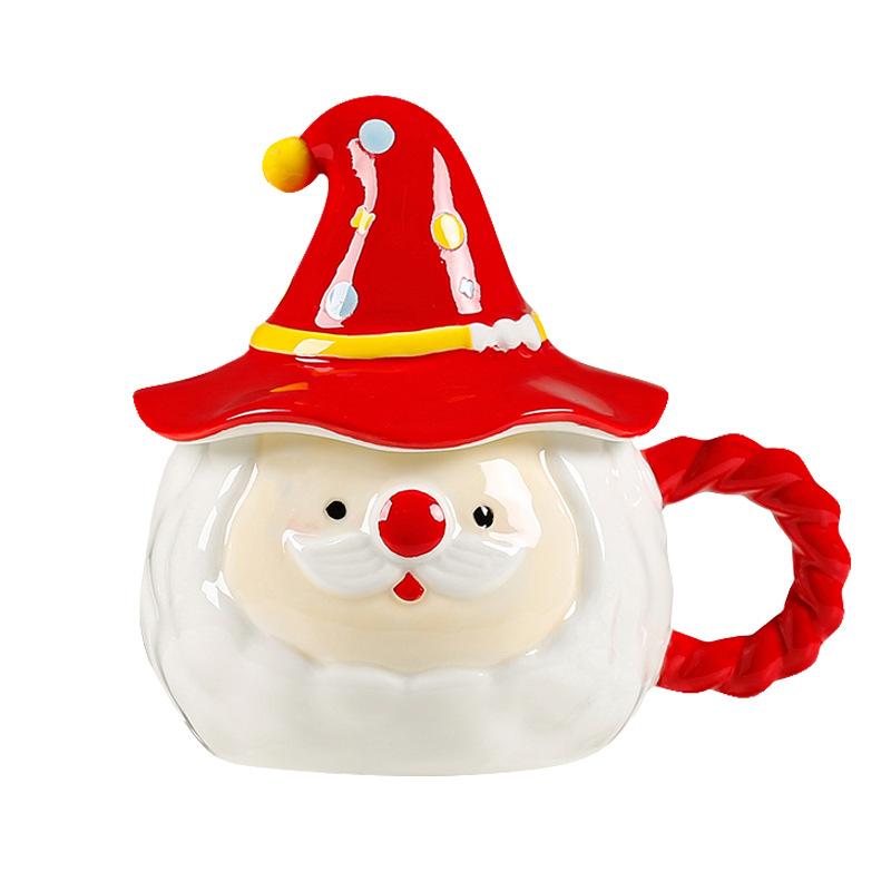 Kreskówkowy Kubek dla Pary Świętego Mikołaja z Pokrywką Domowy Kubek do Wody Wysoka Wartość Pamiątka Prezent Świąteczny