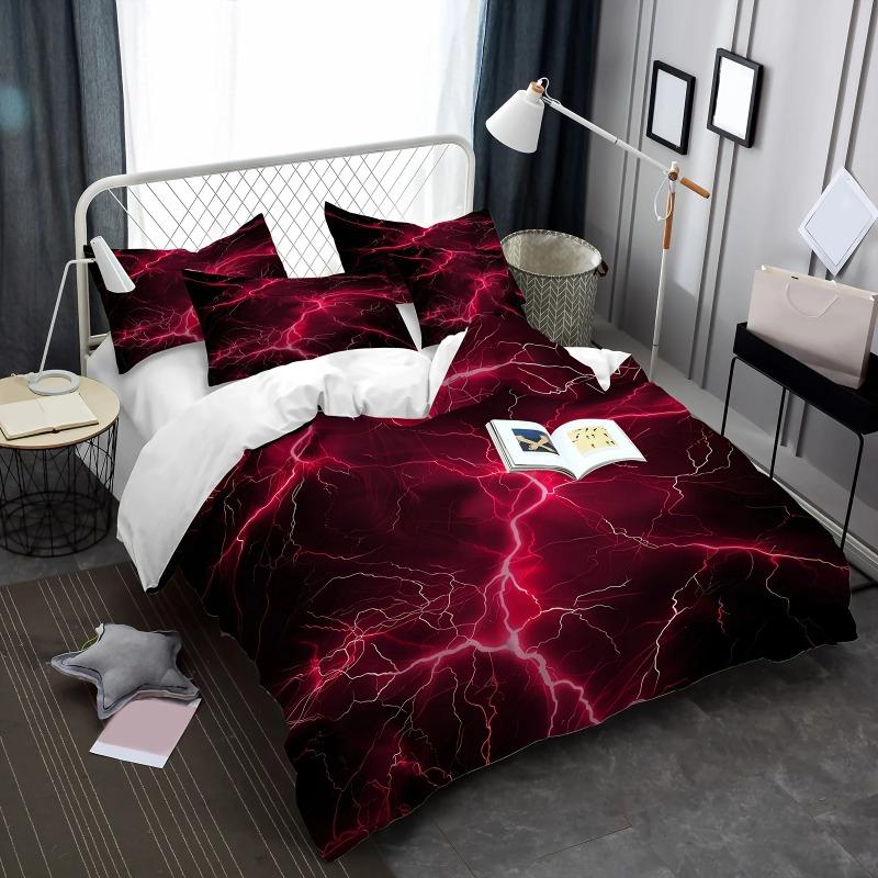 2/3pcs Lightning Pattern Print Bedding Set for Boys And Girls Bedroom Decor, Machine Washable. Lightning Magical Gifts