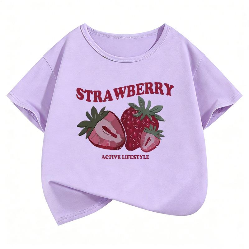 Y2k Strawberry Funny T Shirts 90s Short Sleeve Kids Childrens Tshirt Boys Girls Summer Spring Casual Top Tee Shirt