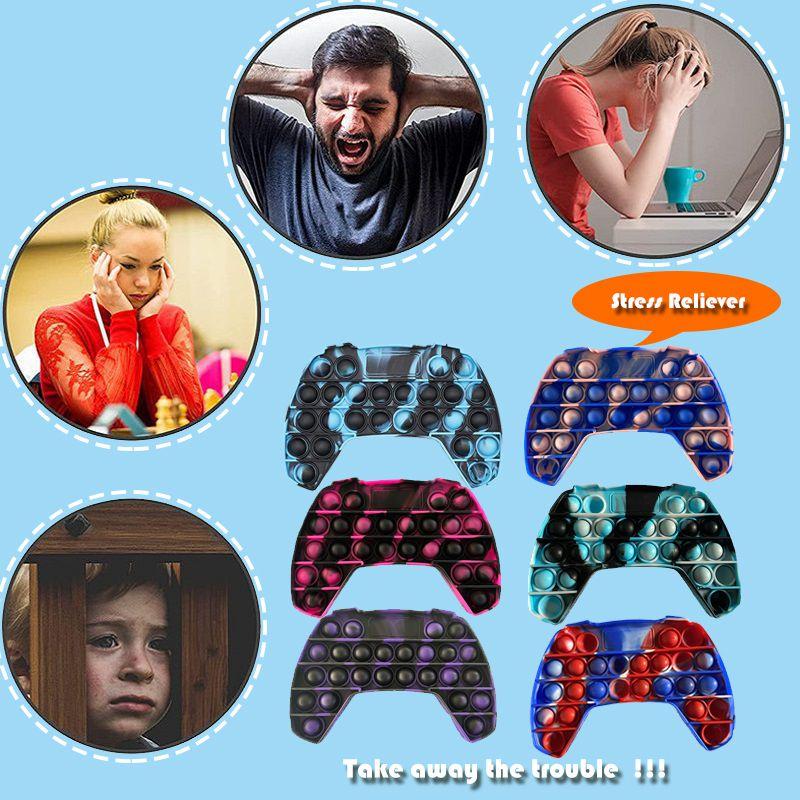 Vibrant Tie-dye Game Controller Push Bubble Sensory Fidget Toy For Stress Relief