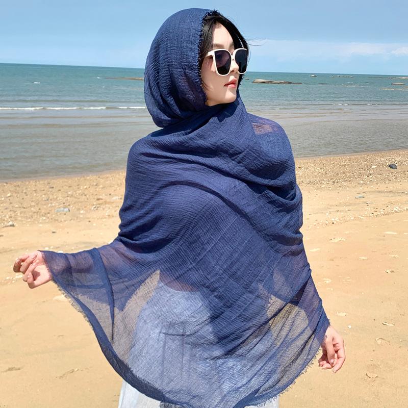 Qinghai Lake Chaka Salt Lake Desert Summer Big Red Tourism Cotton and Line Scarf Women's Sunscreen Shawl Ethnic Style Silk Scarf