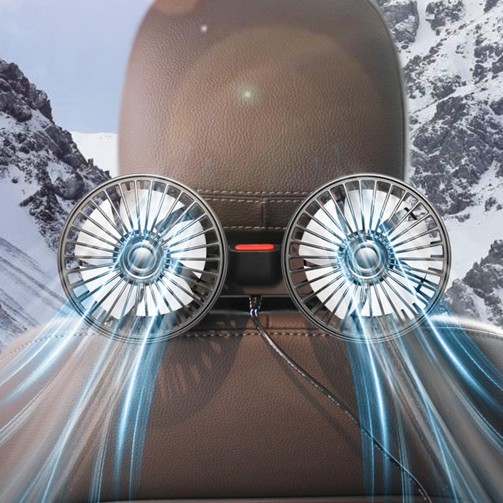 Car Seat Back Cooling Fan Dual Head Fan Rotation Auto Headrest Ventilation Fan Neck Cooler Car Interior