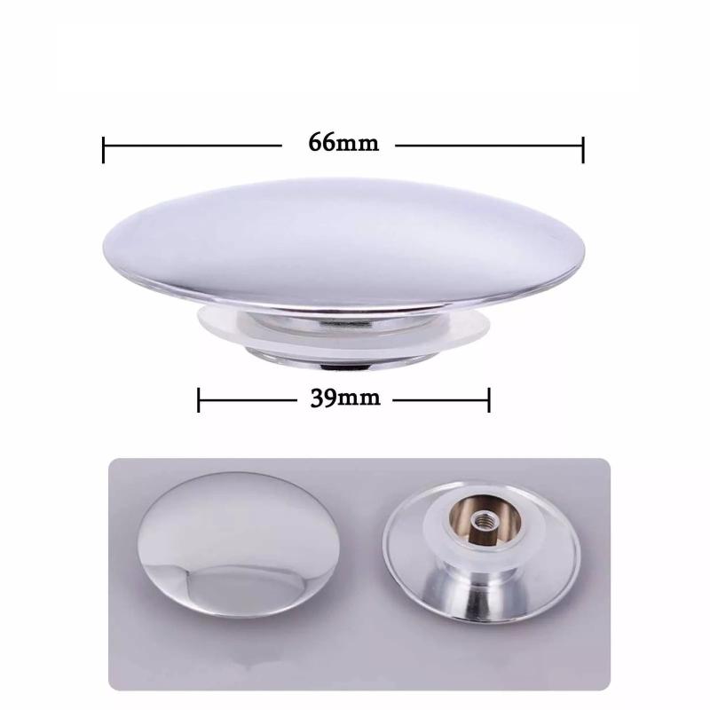 

Silver Chrome Basin Waste Sink Plug 66Mm Popup Cap Click Clack Push Button Replacement Part For Bathroom Sink Drain Stopper A2