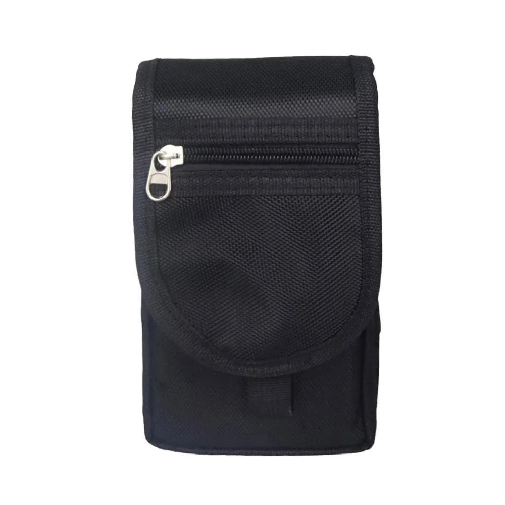 Portable 3-Compartment Layered Storage Bag Outdoor Phone Waist Pack 6.3-Inch Casual Nylon Durable Belt Bag