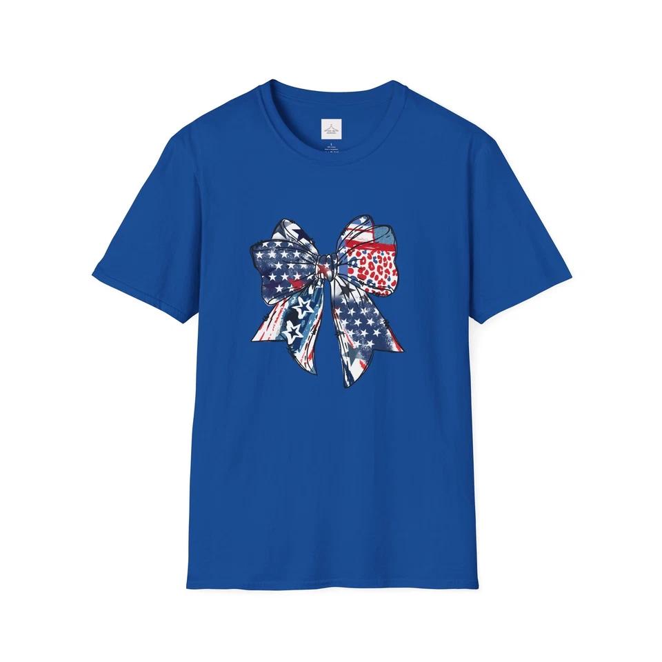 Patriotic Bow T-Shirt | Cute 4th of July Gift, Summer Style, Casual Wear 5